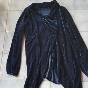 Paula Deen Teal Turquoise Velvet Cardigan Sweater